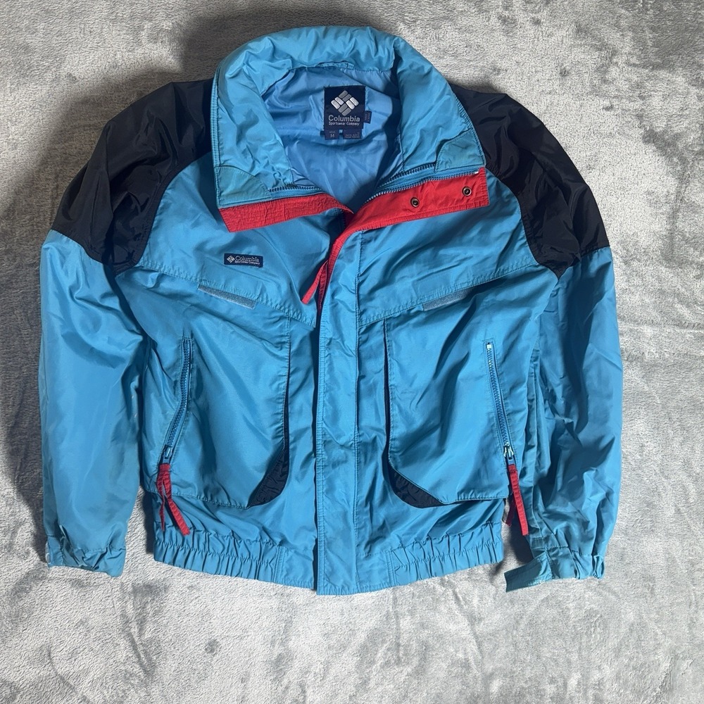 Vtg Columbia Powder Keg‎ Radial Sleeve Mens Jacket Size M Teal NO LINER